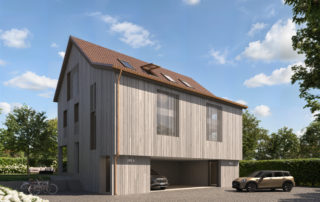 NEUBAU: ONE «A» Doppeleinfamilienhaus mit Garten Frontansicht